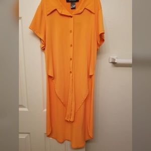 Orange Ashley Stewart high low tie up shirt